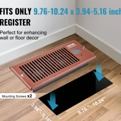 VEVOR Register Booster Fan, Quiet Vent Booster Fan Fits 4” x 10” Register Holes, with Remote Control and Thermostat Control, Adjustable Speed for Heating Cooling Smart Vent, Brown