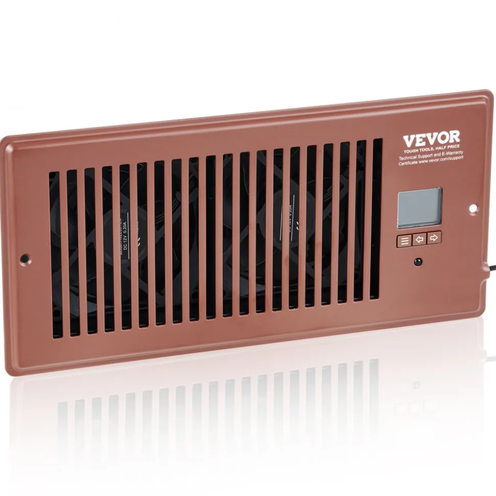 VEVOR Register Booster Fan, Quiet Vent Booster Fan Fits 4” x 10” Register Holes, with Remote Control and Thermostat Control, Adjustable Speed for Heating Cooling Smart Vent, Brown