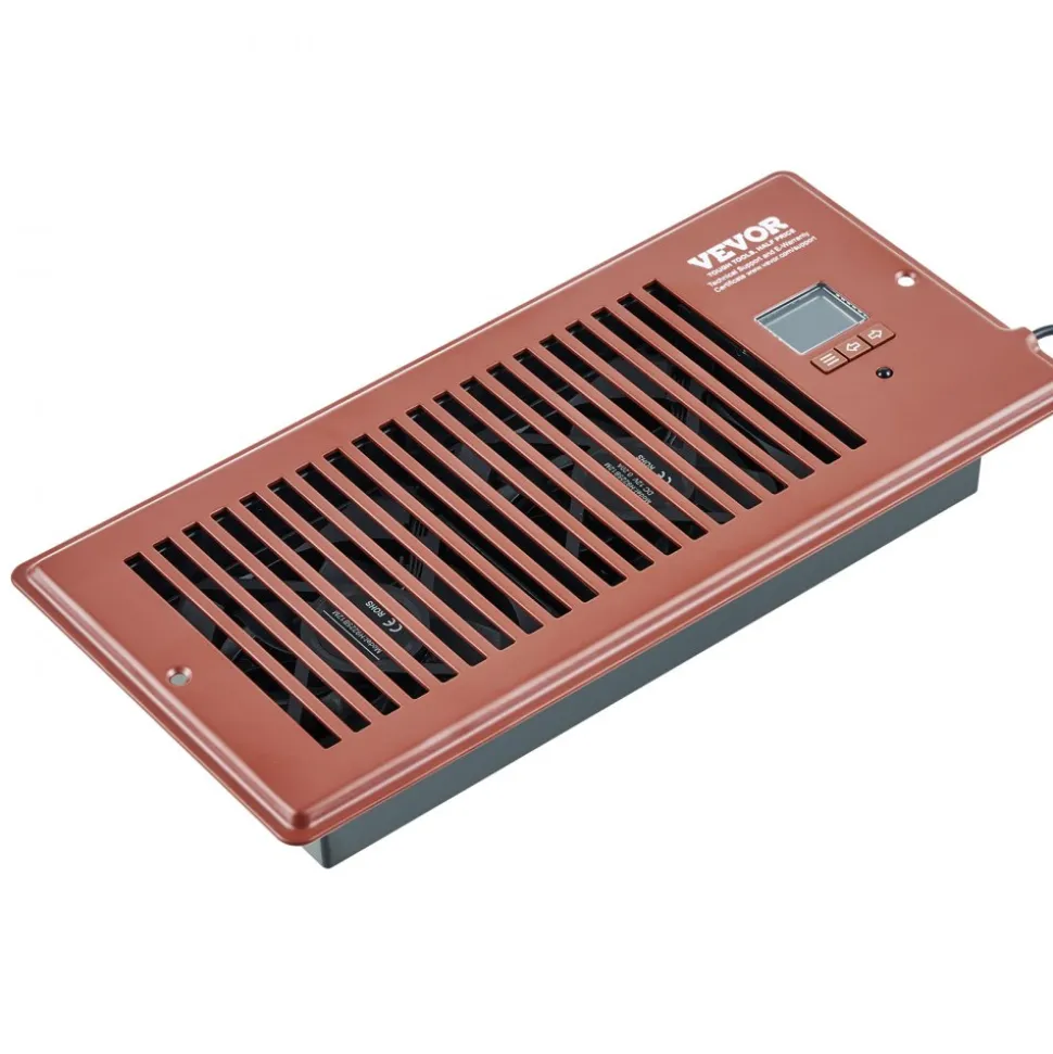 VEVOR Register Booster Fan, Quiet Vent Booster Fan Fits 4” x 10” Register Holes, with Remote Control and Thermostat Control, Adjustable Speed for Heating Cooling Smart Vent, Brown