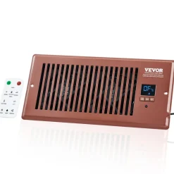 VEVOR Register Booster Fan, Quiet Vent Booster Fan Fits 4” x 10” Register Holes, with Remote Control and Thermostat Control, Adjustable Speed for Heating Cooling Smart Vent, Brown