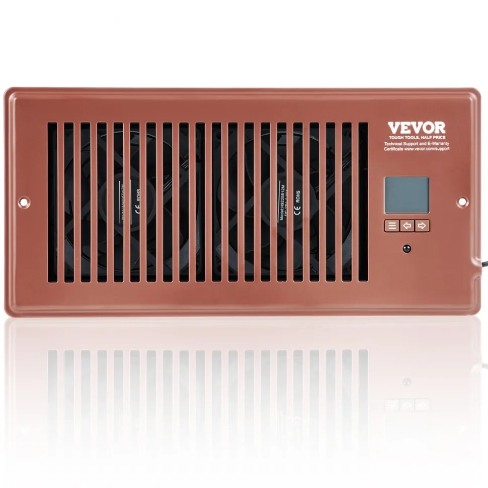 VEVOR Register Booster Fan, Quiet Vent Booster Fan Fits 4” x 10” Register Holes, with Remote Control and Thermostat Control, Adjustable Speed for Heating Cooling Smart Vent, Brown