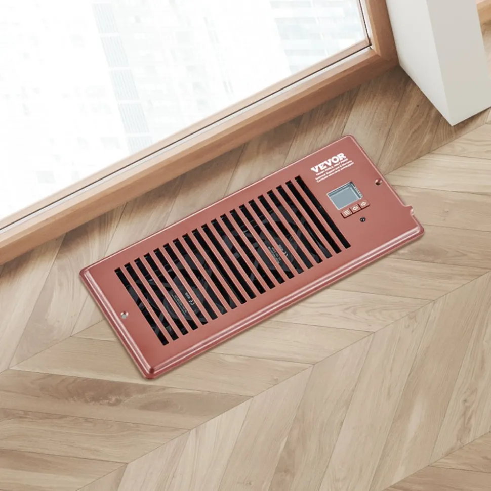 VEVOR Register Booster Fan, Quiet Vent Booster Fan Fits 4” x 10” Register Holes, with Remote Control and Thermostat Control, Adjustable Speed for Heating Cooling Smart Vent, Brown
