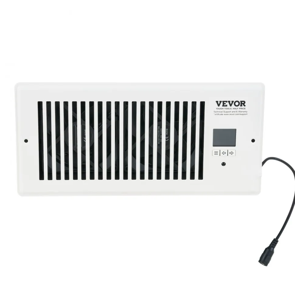 VEVOR Register Booster Fan, Quiet Vent Booster Fan Fits 4” x 10” Register Holes, with Remote Control and Thermostat Control, Adjustable Speed for Heating Cooling Smart Vent, White