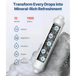 VEVOR Remineralization Filter, 1100 Gallons Remineralization Water Filter Replacement, 1/4