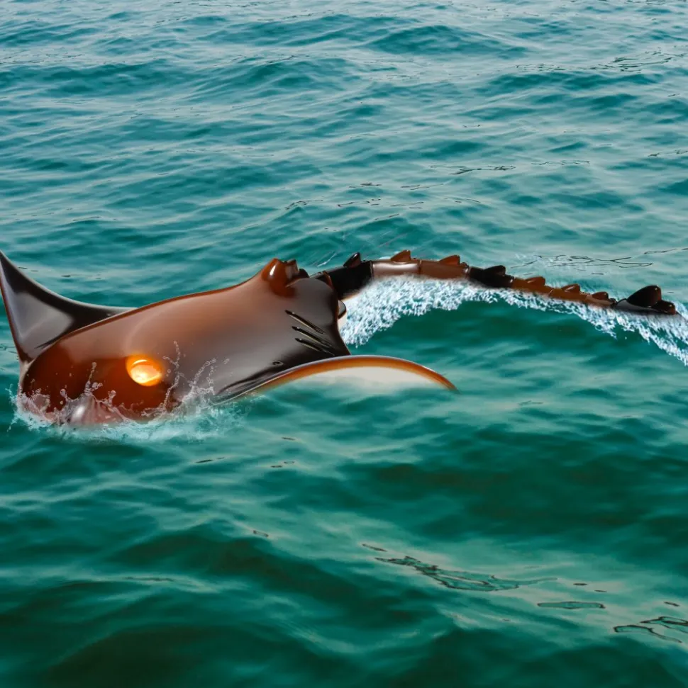 VEVOR Remote Control Manta Ray Toy, 2.4GHz High Simulation Robot Manta Ray with Light, 2 Rechargeable Batteries, for Pool, Bathtub or Lake, Swimming RC Boat Toy for 6+ Year Old Boys and Girls Gift