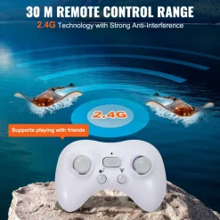 VEVOR Remote Control Manta Ray Toy, 2.4GHz High Simulation Robot Manta Ray with Light, 2 Rechargeable Batteries, for Pool, Bathtub or Lake, Swimming RC Boat Toy for 6+ Year Old Boys and Girls Gift