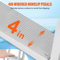 VEVOR Removable Dock Ladder 5 Steps, 350 lbs Load Capacity, Pontoon Boat Ladder with 4'' Wide Step & Nonslip Design for Ship/Lake/Pool/Marine Boarding