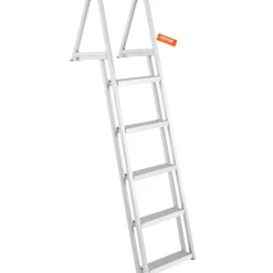 VEVOR Removable Dock Ladder 5 Steps, 350 lbs Load Capacity, Pontoon Boat Ladder with 4'' Wide Step & Nonslip Design for Ship/Lake/Pool/Marine Boarding