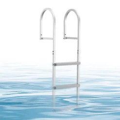 VEVOR Removable Dock Ladder, 3 Steps, Aluminum Alloy Pontoon Boat Swim Ladder, with Non-Slip Wide PP Steps, 500 lbs Weight Capacity, Quick Release Design, for Lake Swimming, Pool, Marine Boarding