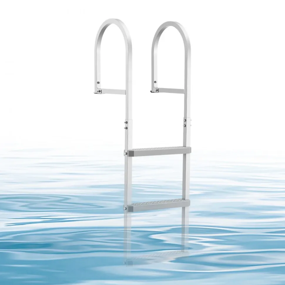 VEVOR Removable Dock Ladder, 4 Steps, Aluminum Alloy Pontoon Boat Swim Ladder, with Non-Slip Wide PP Steps, 500 lbs Weight Capacity, Quick Release Design, for Lake Swimming, Pool, Marine Boarding