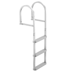 VEVOR Removable Dock Ladder, 4 Steps, Aluminum Alloy Pontoon Boat Swim Ladder, with Non-Slip Wide PP Steps, 500 lbs Weight Capacity, Quick Release Design, for Lake Swimming, Pool, Marine Boarding