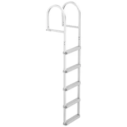 VEVOR Removable Dock Ladder, 5 Steps, Aluminum Alloy Pontoon Boat Swim Ladder, with Non-Slip Wide PP Steps, 500 lbs Weight Capacity, Quick Release Design, for Lake Swimming, Pool, Marine Boarding