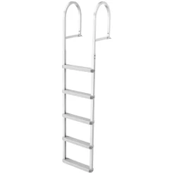 VEVOR Removable Dock Ladder, 5 Steps, Aluminum Alloy Pontoon Boat Swim Ladder, with Non-Slip Wide PP Steps, 500 lbs Weight Capacity, Quick Release Design, for Lake Swimming, Pool, Marine Boarding