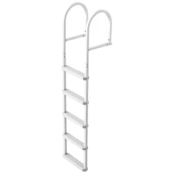 VEVOR Removable Dock Ladder, 5 Steps, Aluminum Alloy Pontoon Boat Swim Ladder, with Non-Slip Wide PP Steps, 500 lbs Weight Capacity, Quick Release Design, for Lake Swimming, Pool, Marine Boarding