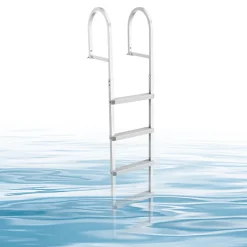 VEVOR Removable Dock Ladder, 5 Steps, Aluminum Alloy Pontoon Boat Swim Ladder, with Non-Slip Wide PP Steps, 500 lbs Weight Capacity, Quick Release Design, for Lake Swimming, Pool, Marine Boarding