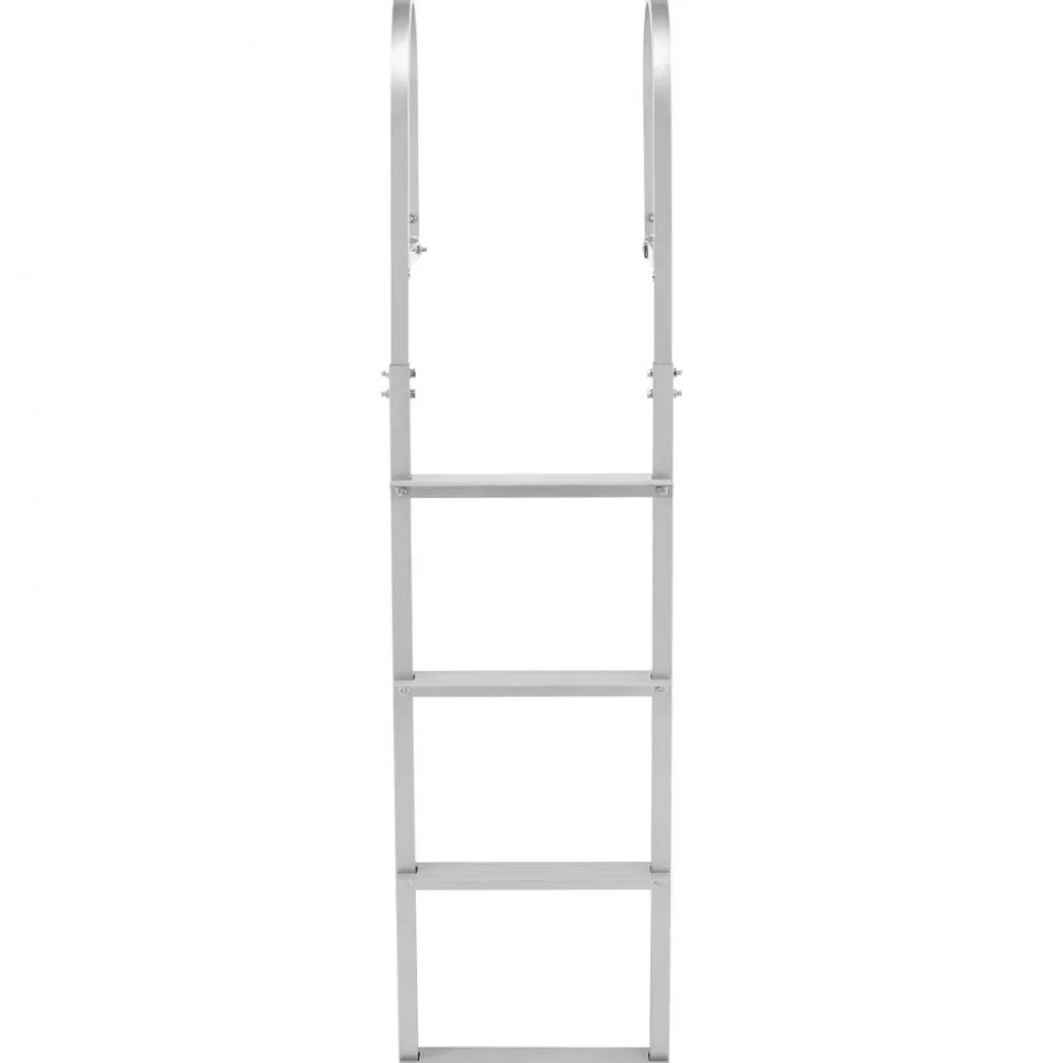 VEVOR Removable Dock Ladder, 4 Steps, Aluminum Alloy Pontoon Boat Swim Ladder, with Non-Slip Wide Steps, 500 lbs Weight Capacity, Quick Release Design, for Lake Swimming, Pool, Boat, Marine Boarding