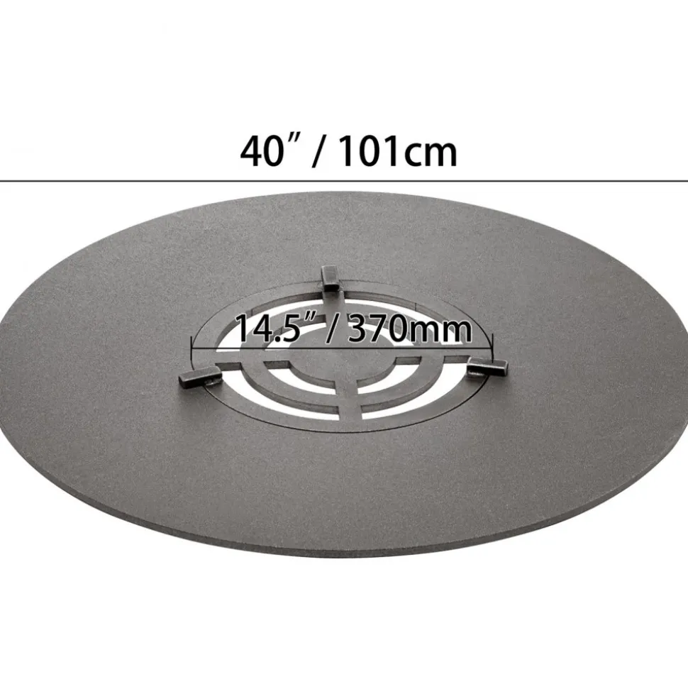 VEVOR 40" Replacement BBQ Grill Griddle Grate, Carbon Steel Griddle Grill with Center Grate, Easy Maintenance Grate Insert For 18 Inch Kettle BBQ, Griddle Grill Attachment for Round Grills, Burgers
