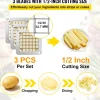 VEVOR Replacement Chopper Blade, 1/2 inch, 3 PCS French Fry Blade Assembly with 6 Extra Knives, Stainless Steel Dicer Parts and Push Block for Cutting Potatoes Carrots Onions Cucumbers Mushrooms