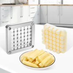 VEVOR Replacement Chopper Blade, 1/2 inch, 3 PCS French Fry Blade Assembly with 6 Extra Knives, Stainless Steel Dicer Parts and Push Block for Cutting Potatoes Carrots Onions Cucumbers Mushrooms