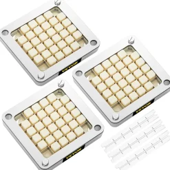 VEVOR Replacement Chopper Blade, 1/2 inch, 3 PCS French Fry Blade Assembly with 6 Extra Knives, Stainless Steel Dicer Parts and Push Block for Cutting Potatoes Carrots Onions Cucumbers Mushrooms