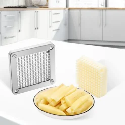 VEVOR Replacement Chopper Blade, 1/4 inch, 3 PCS French Fry Blade Assembly with 6 Extra Knives, Stainless Steel Dicer Parts and Push Block for Cutting Potatoes Carrots Onions Cucumbers Mushrooms