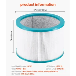 VEVOR Replacement Filter for Tower Fan, Multi-Layers Air Purifier Filter Replacement with High-Density HEPA and Activated Carbon, ideal for Capturing Pollen, Pet Hairs, Smokes and Harmful Odors