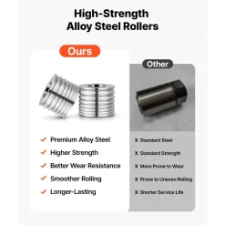 VEVOR Replacement Roller for Rolling Mill 7 Sizes Grooves 2 Round Rollers, Jewelry DIY Tool Accessory Parts, Premium Alloy Steel, Easy Installation, for Pressing Ductile Metals, Gold, Silver, Brass