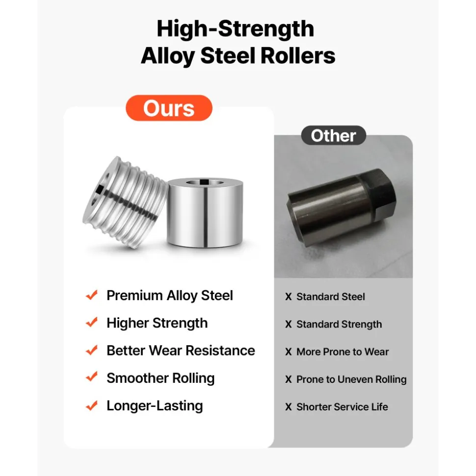 VEVOR Replacement Roller for Rolling Mill 1 Half-Round & 1 Flat Roller, Jewelry DIY Tool Accessory Parts, 7 Sizes Grooves, Premium Alloy Steel, for Pressing Ductile Metals, Gold, Silver, Copper