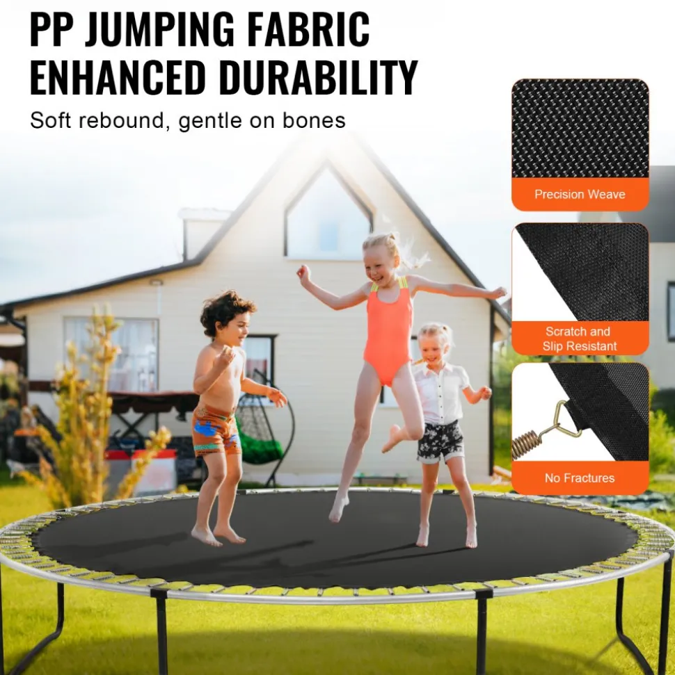 VEVOR Replacement Trampoline Mat, Jumping Mat Fits 14ft Frame, Universal Jumping Mat for 14ft Round Trampoline, Reinforce UV-Resistant Mat with Spring Tool & Durable V-Rings, Fit 6.5"-7" Spring Length