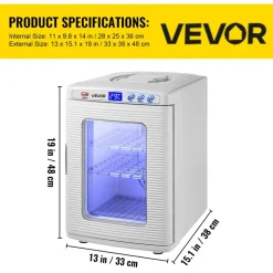 VEVOR Reptile Incubator, 25L Scientific Lab Incubator, Cooling and Heating 5 °C to 42 °C Automatic Incubator, 12V/110V White Reptile Egg Breeding Hatchery Work for Thermostats Snakes and Turtles