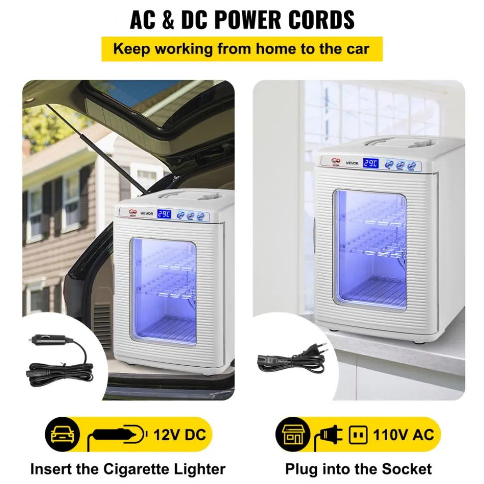 VEVOR Reptile Incubator, 25L Scientific Lab Incubator, Cooling and Heating 5 °C to 42 °C Automatic Incubator, 12V/110V White Reptile Egg Breeding Hatchery Work for Thermostats Snakes and Turtles