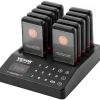VEVOR Restaurant Pager System, Wireless 400m Long Range Lineup Waiting Queue Signal, Guest Customer Calling Beepers with Vibration & Flashing, 24 Buzzers for Food Truck, Church, Nursery, Hospital