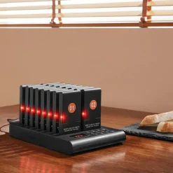 VEVOR Restaurant Pager System, Wireless 500m Long Range Lineup Waiting Queue Signal, Guest Customer Calling Beepers with Vibration & Flashing, 16 Buzzers for Food Truck, Church, Nursery, Hospital