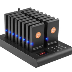 VEVOR Restaurant Pager System, Wireless 500m Long Range Lineup Waiting Queue Signal, Guest Customer Calling Beepers with Vibration & Flashing, 16 Buzzers for Food Truck, Church, Nursery, Hospital