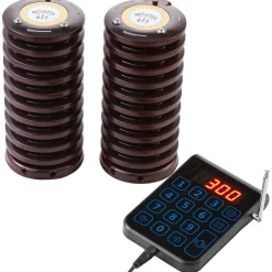 VEVOR Restaurant Pager System, Wireless 500m Long Range Lineup Waiting Queue Signal, Guest Customer Calling Beepers with Vibration & Flashing, 20 Buzzers for Food Truck, Church, Nursery, Hospital