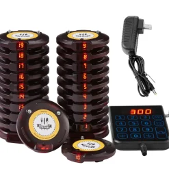 VEVOR Restaurant Pager System, Wireless 500m Long Range Lineup Waiting Queue Signal, Guest Customer Calling Beepers with Vibration & Flashing, 20 Buzzers for Food Truck, Church, Nursery, Hospital