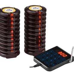 VEVOR Restaurant Pager System, Wireless 500m Long Range Lineup Waiting Queue Signal, Guest Customer Calling Beepers with Vibration & Flashing, 20 Buzzers for Food Truck, Church, Nursery, Hospital