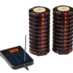 VEVOR Restaurant Pager System, Wireless 500m Long Range Lineup Waiting Queue Signal, Guest Customer Calling Beepers with Vibration & Flashing, 20 Buzzers for Food Truck, Church, Nursery, Hospital
