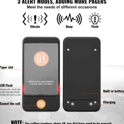 VEVOR Restaurant Pager System, Wireless 400m Long Range Lineup Waiting Queue Signal, Guest Customer Calling Beepers with Vibration & Flashing, 20 Buzzers for Food Truck, Church, Nursery, Hospital