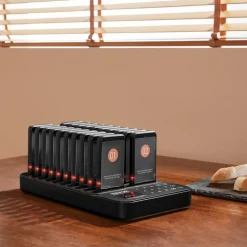 VEVOR Restaurant Pager System, Wireless 400m Long Range Lineup Waiting Queue Signal, Guest Customer Calling Beepers with Vibration & Flashing, 20 Buzzers for Food Truck, Church, Nursery, Hospital