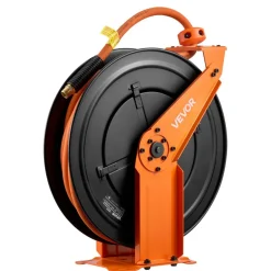 VEVOR Retractable Air Hose Reel, 1/2 Inch x 50 FT Rubber Air Hose Max 300PSI, Auto Rewind Air-Compressor Hoses Reel with 5 ft Lead in, Ceiling/Wall Mount Heavy Duty Steel Double Arm