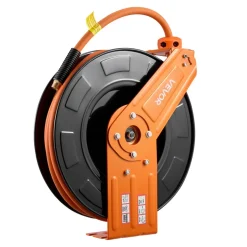 VEVOR Retractable Air Hose Reel, 1/2 Inch x 50 FT Rubber Air Hose Max 300PSI, Auto Rewind Air-Compressor Hoses Reel with 5 ft Lead in, Ceiling/Wall Mount for Garage Workshops