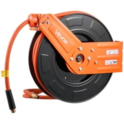 VEVOR Retractable Air Hose Reel, 1/2 Inch x 50 FT Rubber Air Hose Max 300PSI, Auto Rewind Air-Compressor Hoses Reel with 5 ft Lead in, Ceiling/Wall Mount for Garage Workshops