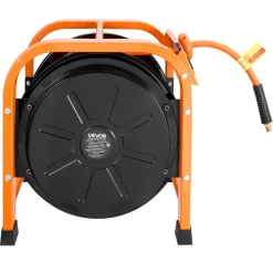 VEVOR Retractable Air Hose Reel, 3/8 IN x 50 FT Hybrid Air Hose Max 300PSI, Air Compressor Hose Reel with 5 In Lead in, Ceiling / Wall Mount Heavy Duty Single Arm Steel Reel