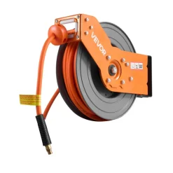VEVOR Retractable Air Hose Reel, 3/8 Inch x 50 FT Hybrid Air Hose Max 300PSI, Auto Rewind Air-Compressor Hoses Reel with 5 ft Lead in, 180° Swivel Ceiling/Wall Mount for Garage Workshops
