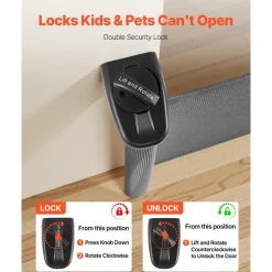VEVOR Retractable Baby Gate, Extends to 72.8 inch Wide, 31.3 inch Tall, with Security Lock, Easy to Use, Walk Through Without Tripping, Mesh Dog Gate for Stairs, Hallways, Indoor/Outdoor, Black