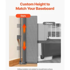 VEVOR Retractable Baby Gate, Extends to 56.3 inch Wide, 31.3 inch Tall, with Security Lock, Easy to Use, Walk Through Without Tripping, Mesh Dog Gate for Stairs, Hallways, Indoor/Outdoor, Gray