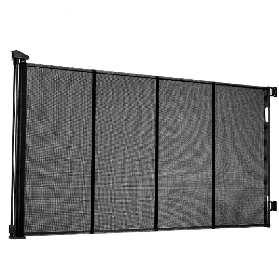 VEVOR Retractable Baby Gate, Extends to 202.7 inch Extra Wide, 39 inch Tall, with Reinforced Fiberglass Strips, Avoids Crawling Through, Mesh Dog Gate for Decks, Doorways, Garages, Indoor, Black