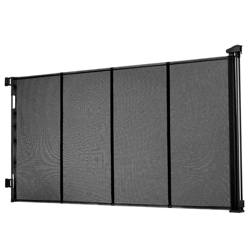 VEVOR Retractable Baby Gate, Extends to 202.7 inch Extra Wide, 39 inch Tall, with Reinforced Fiberglass Strips, Avoids Crawling Through, Mesh Dog Gate for Decks, Doorways, Garages, Indoor, Black