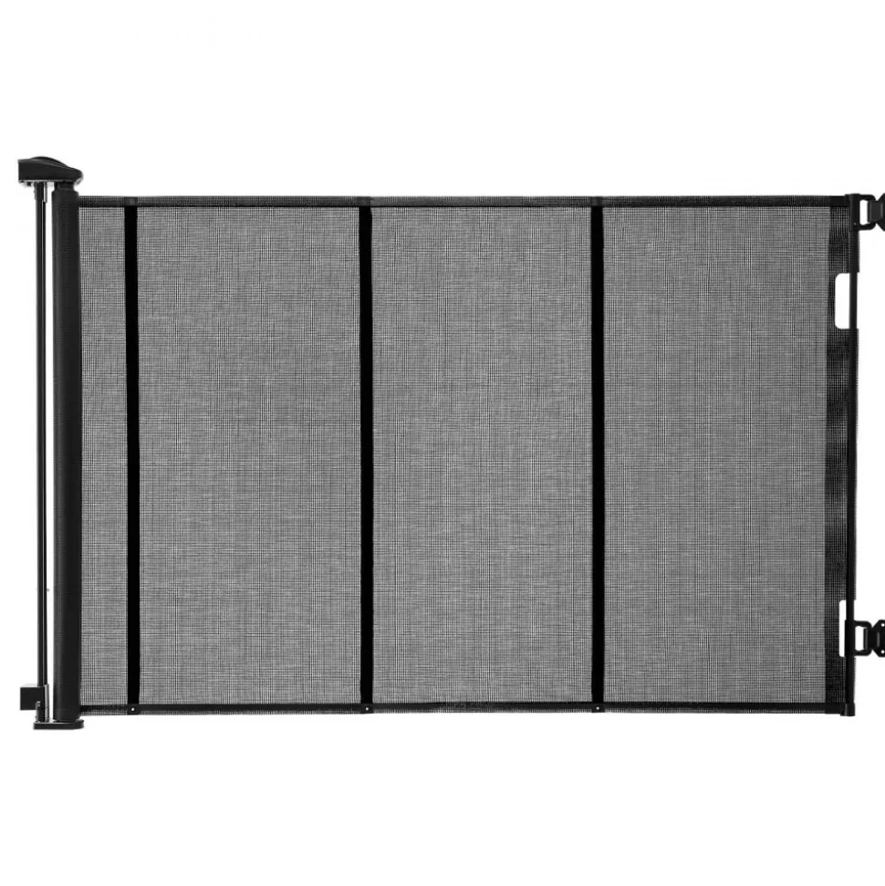 VEVOR Retractable Baby Gate, Extends to 202.7 inch Extra Wide, 39 inch Tall, with Reinforced Fiberglass Strips, Avoids Crawling Through, Mesh Dog Gate for Decks, Doorways, Garages, Indoor, Black